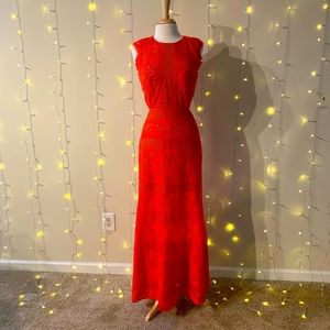 BCBGMaxAzria Long Cut Out Dress Orange Size 10